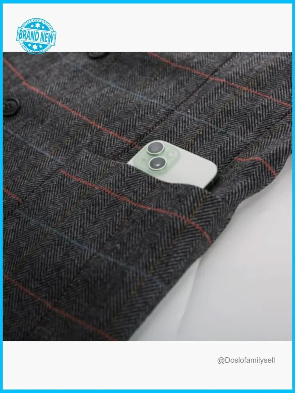 Herringbone Tweed Blazer Classic Fit Wool Blend Sport Coat Notch Lapel
